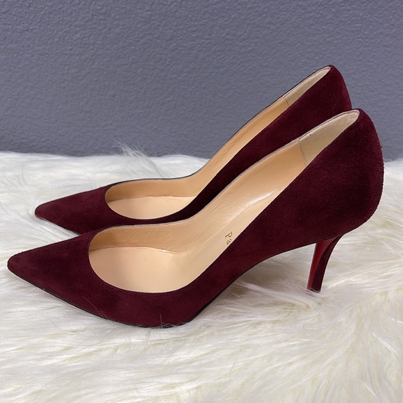 Christian Louboutin suede pump size 35.5 bordeaux red - Picture 4 of 11